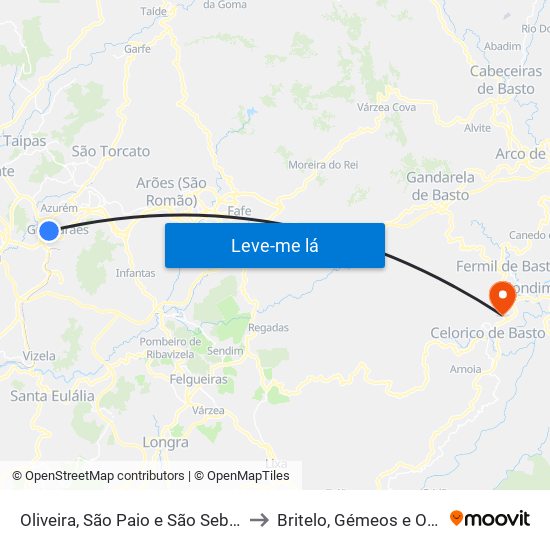 Oliveira, São Paio e São Sebastião to Britelo, Gémeos e Ourilhe map