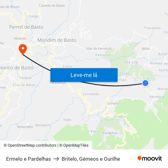 Ermelo e Pardelhas to Britelo, Gémeos e Ourilhe map