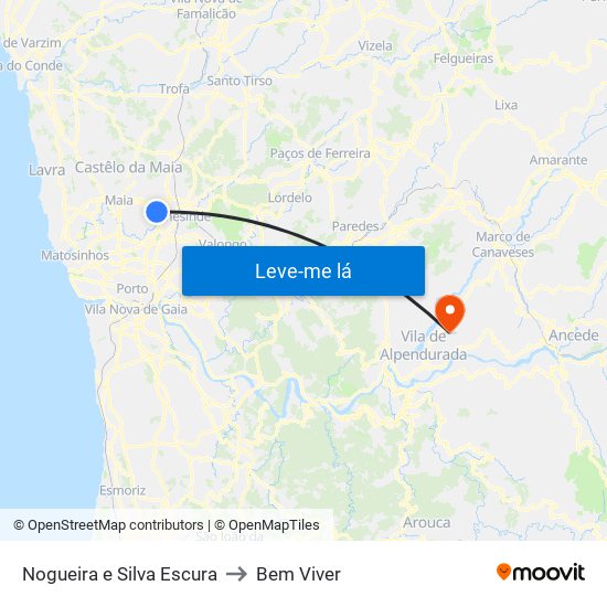 Nogueira e Silva Escura to Bem Viver map