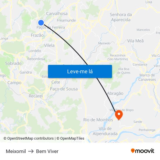 Meixomil to Bem Viver map