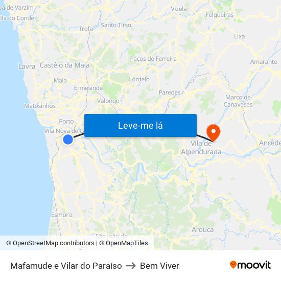 Mafamude e Vilar do Paraíso to Bem Viver map