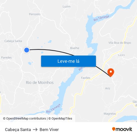 Cabeça Santa to Bem Viver map