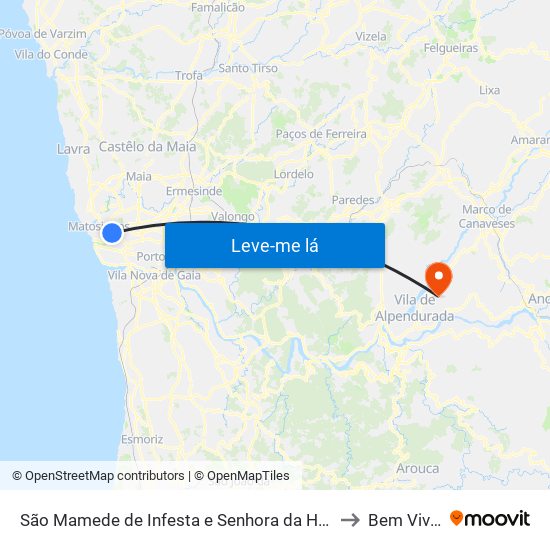 São Mamede de Infesta e Senhora da Hora to Bem Viver map