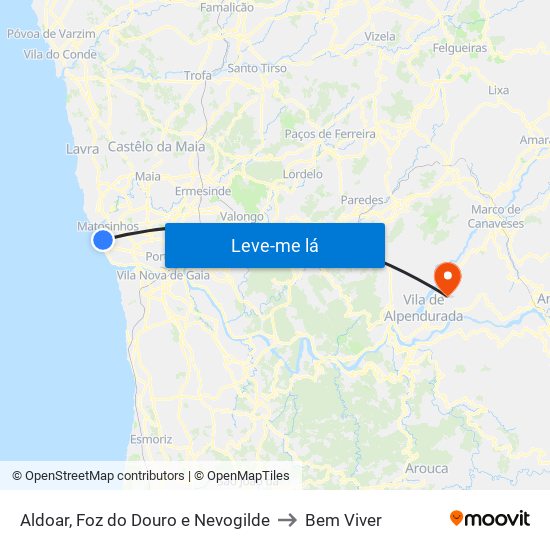 Aldoar, Foz do Douro e Nevogilde to Bem Viver map