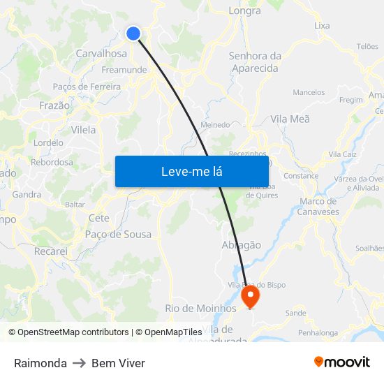 Raimonda to Bem Viver map