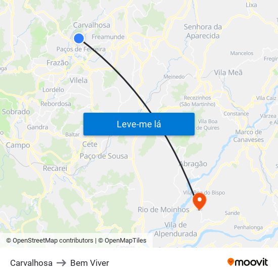 Carvalhosa to Bem Viver map