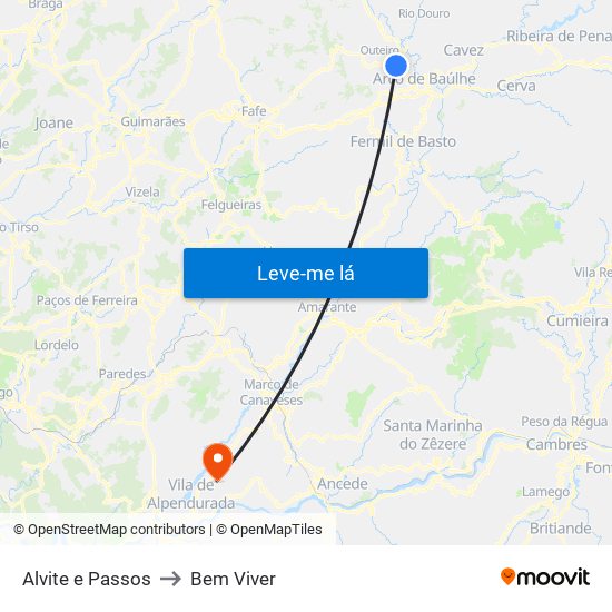 Alvite e Passos to Bem Viver map