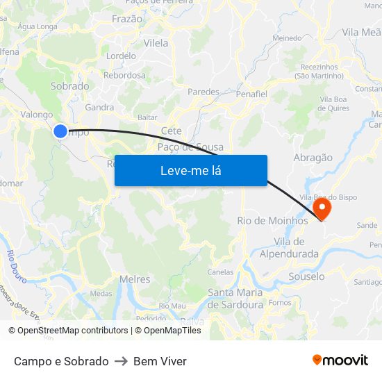 Campo e Sobrado to Bem Viver map