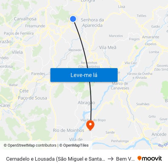 Cernadelo e Lousada (São Miguel e Santa Margarida) to Bem Viver map