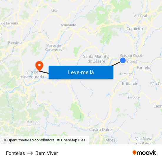 Fontelas to Bem Viver map