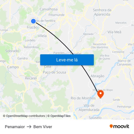 Penamaior to Bem Viver map