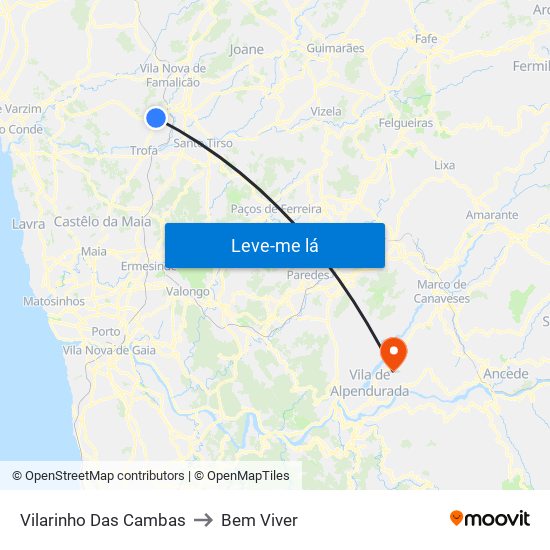 Vilarinho Das Cambas to Bem Viver map