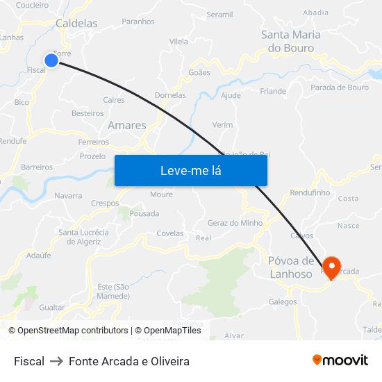 Fiscal to Fonte Arcada e Oliveira map