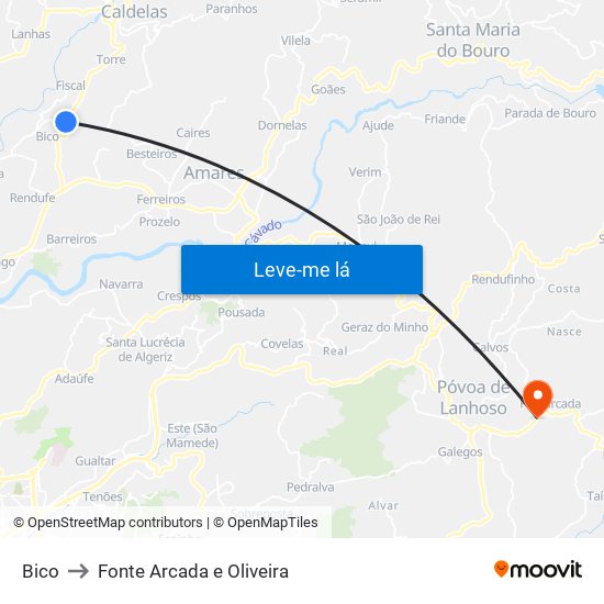 Bico to Fonte Arcada e Oliveira map