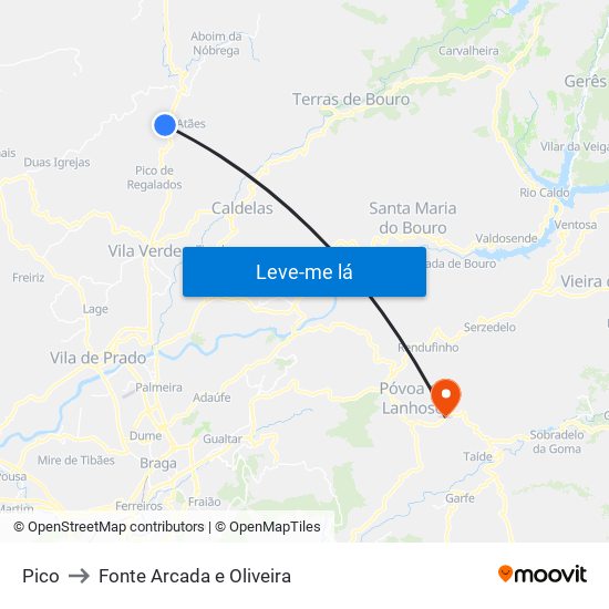 Pico to Fonte Arcada e Oliveira map