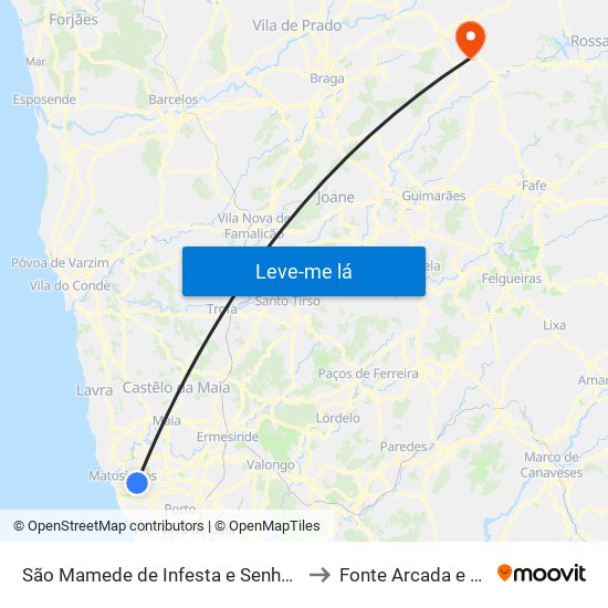 São Mamede de Infesta e Senhora da Hora to Fonte Arcada e Oliveira map