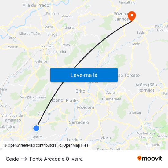 Seide to Fonte Arcada e Oliveira map