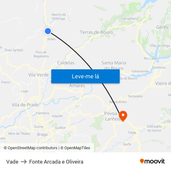 Vade to Fonte Arcada e Oliveira map