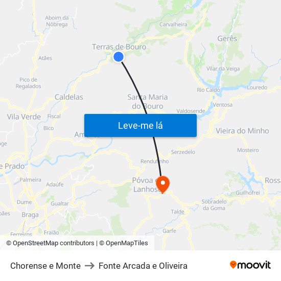 Chorense e Monte to Fonte Arcada e Oliveira map