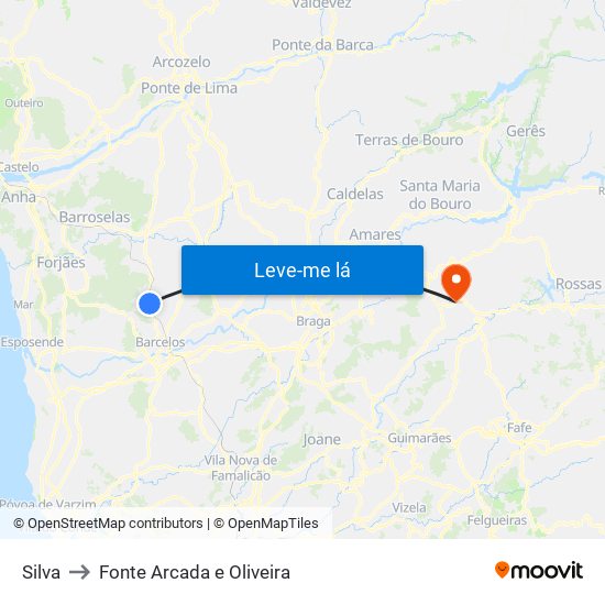 Silva to Fonte Arcada e Oliveira map