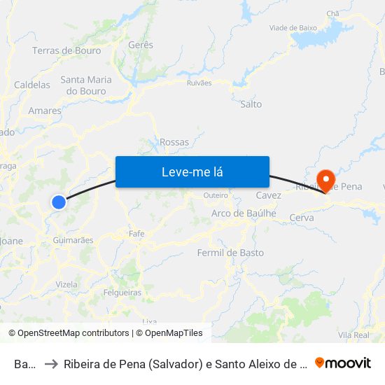 Barco to Ribeira de Pena (Salvador) e Santo Aleixo de Além-Tâmega map