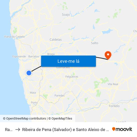 Rates to Ribeira de Pena (Salvador) e Santo Aleixo de Além-Tâmega map