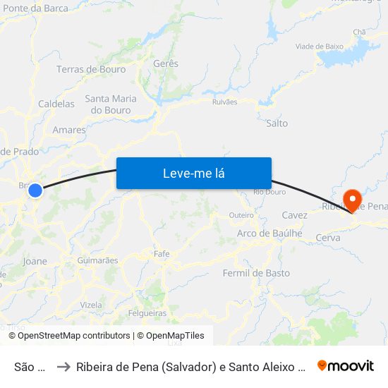 São Vítor to Ribeira de Pena (Salvador) e Santo Aleixo de Além-Tâmega map