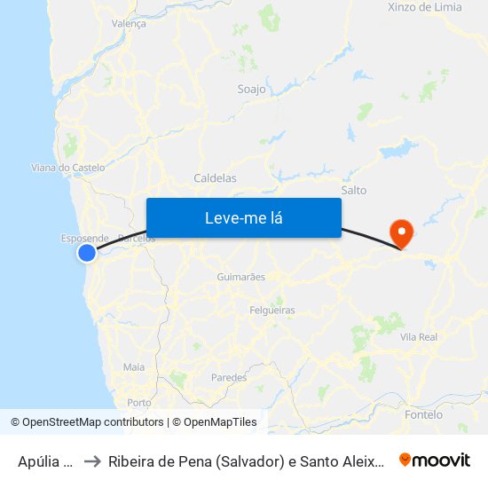 Apúlia e Fão to Ribeira de Pena (Salvador) e Santo Aleixo de Além-Tâmega map