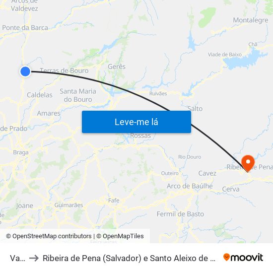 Vade to Ribeira de Pena (Salvador) e Santo Aleixo de Além-Tâmega map