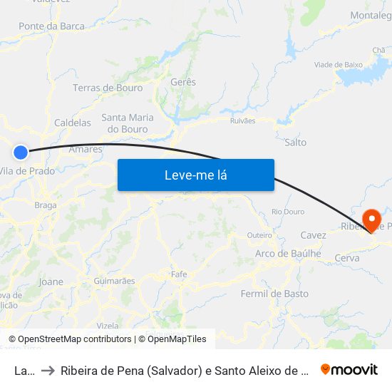 Lage to Ribeira de Pena (Salvador) e Santo Aleixo de Além-Tâmega map