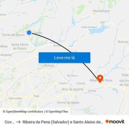 Covide to Ribeira de Pena (Salvador) e Santo Aleixo de Além-Tâmega map