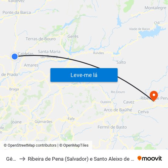 Gême to Ribeira de Pena (Salvador) e Santo Aleixo de Além-Tâmega map