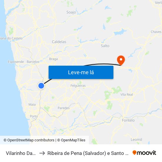 Vilarinho Das Cambas to Ribeira de Pena (Salvador) e Santo Aleixo de Além-Tâmega map