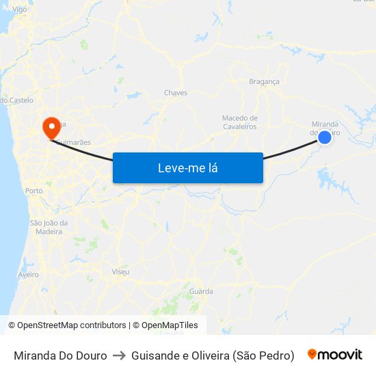 Miranda Do Douro to Guisande e Oliveira (São Pedro) map