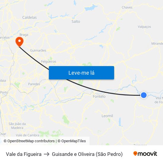 Vale da Figueira to Guisande e Oliveira (São Pedro) map