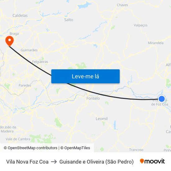 Vila Nova Foz Coa to Guisande e Oliveira (São Pedro) map