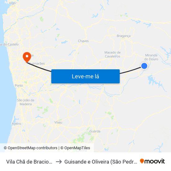 Vila Chã de Braciosa to Guisande e Oliveira (São Pedro) map