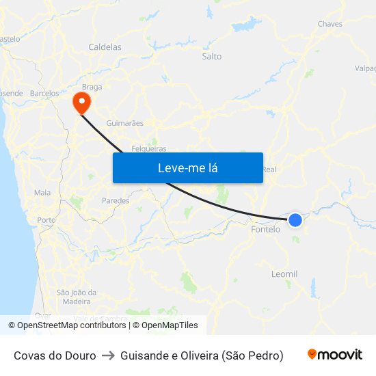 Covas do Douro to Guisande e Oliveira (São Pedro) map