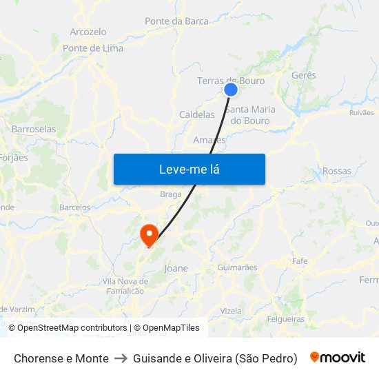 Chorense e Monte to Guisande e Oliveira (São Pedro) map