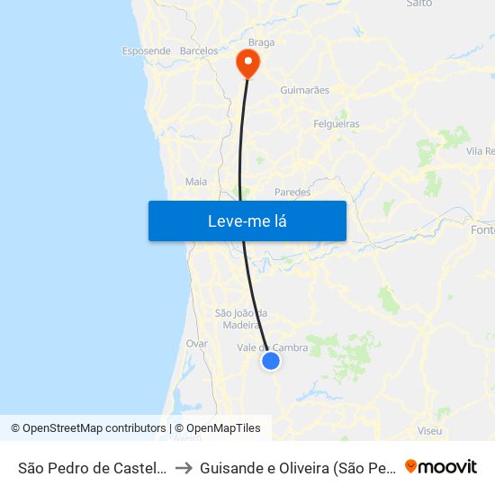 São Pedro de Castelões to Guisande e Oliveira (São Pedro) map