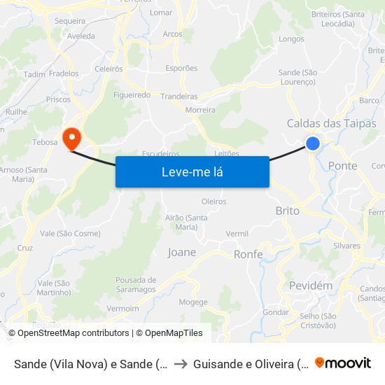 Sande (Vila Nova) e Sande (São Clemente) to Guisande e Oliveira (São Pedro) map
