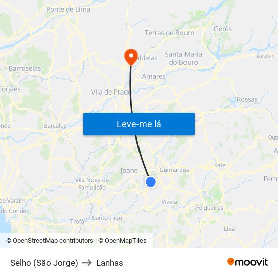 Selho (São Jorge) to Lanhas map