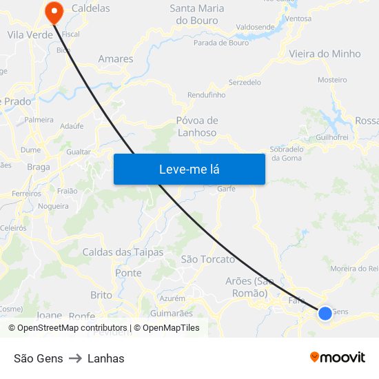 São Gens to Lanhas map