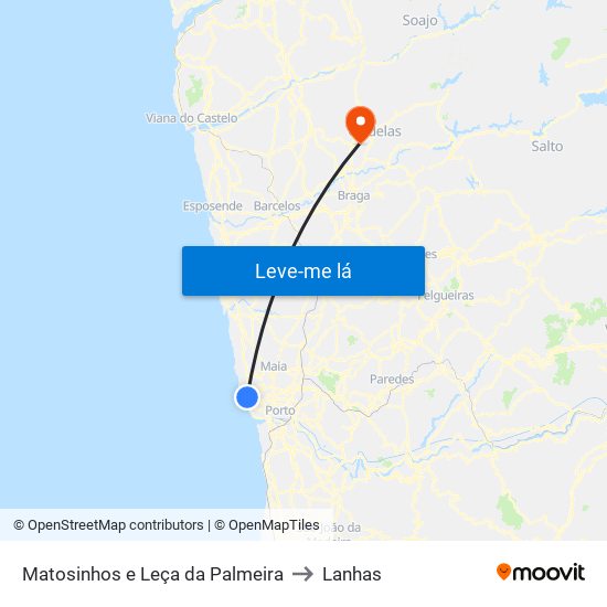 Matosinhos e Leça da Palmeira to Lanhas map