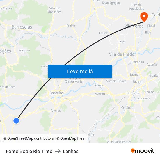 Fonte Boa e Rio Tinto to Lanhas map