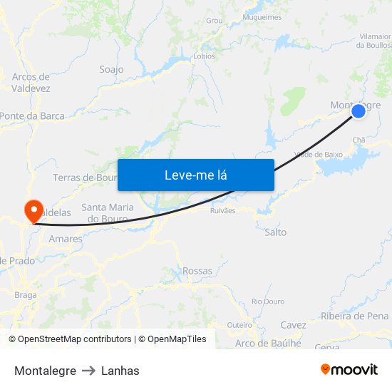 Montalegre to Lanhas map