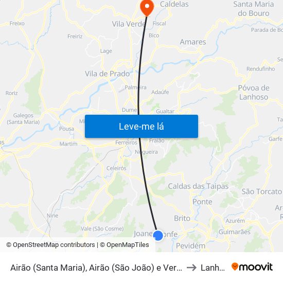 Airão (Santa Maria), Airão (São João) e Vermil to Lanhas map