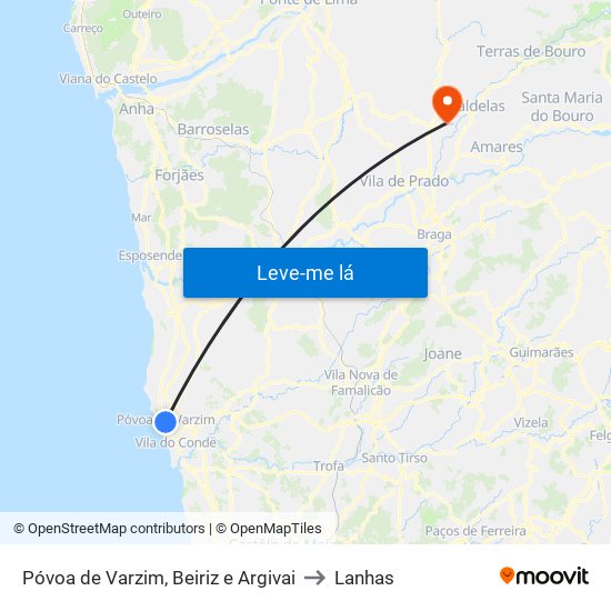 Póvoa de Varzim, Beiriz e Argivai to Lanhas map