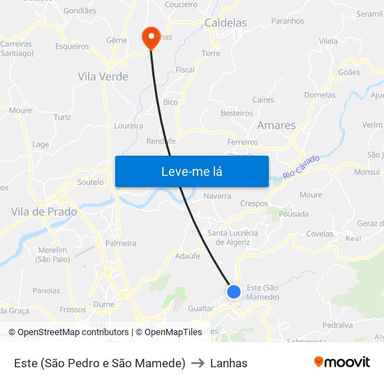 Este (São Pedro e São Mamede) to Lanhas map