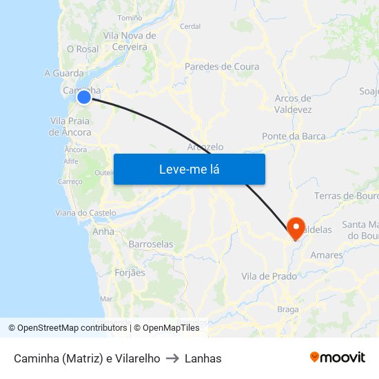 Caminha (Matriz) e Vilarelho to Lanhas map
